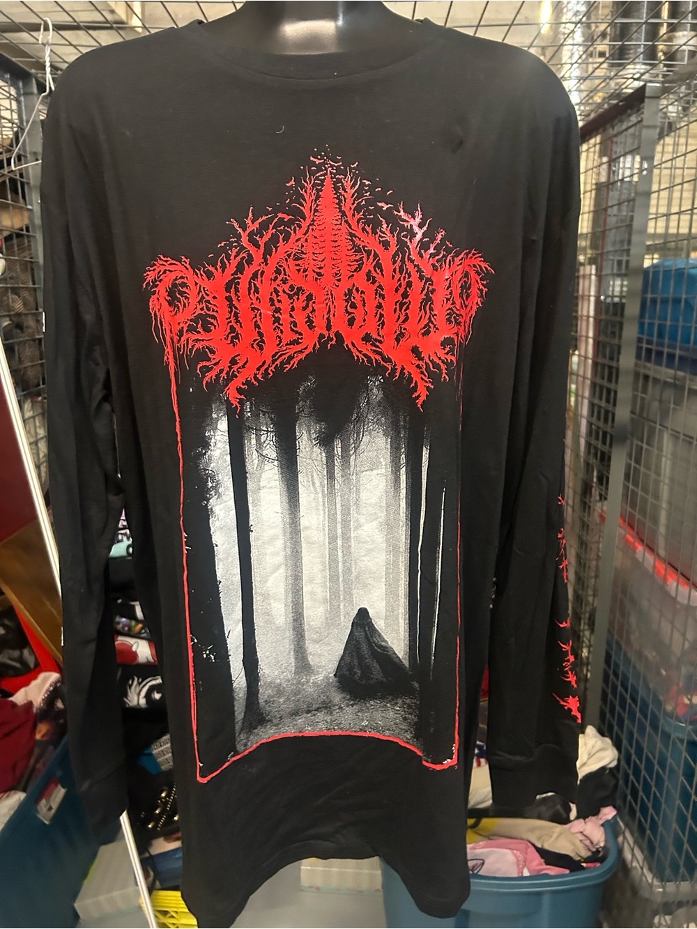 Brand new DOLLS KILL  Long-Sleeve Graphic Shirt Red goth Forest VOID Print XL